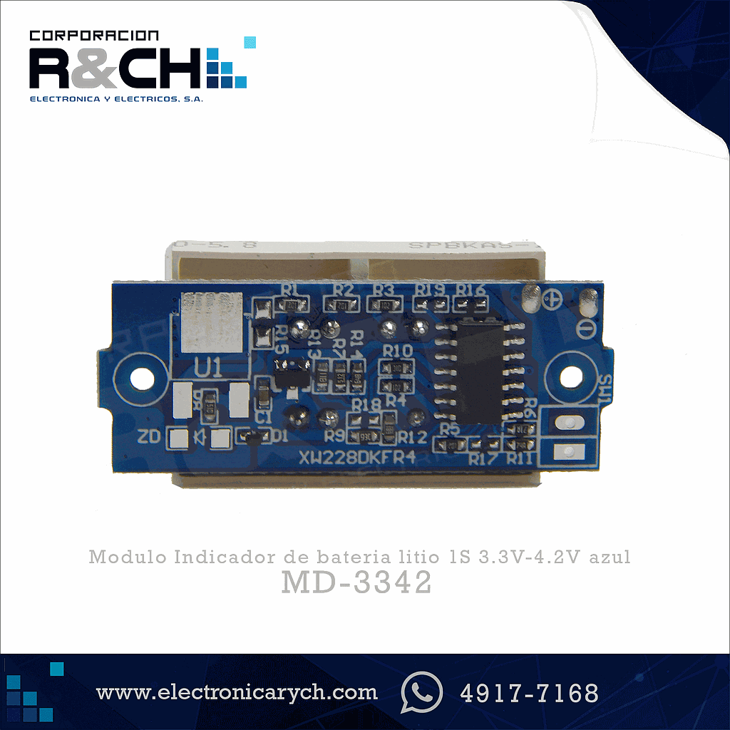 MD-3342 Modulo Indicador de bateria litio 1S 3.3V-4.2V azul