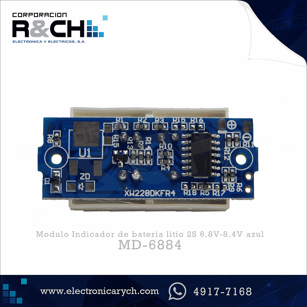 MD-6884 Modulo Indicador de bateria litio 2S 6.8V-8.4V azul