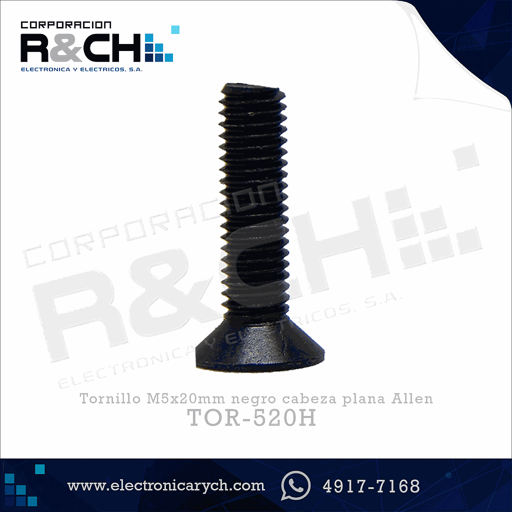 TOR-520H Tornillo M5x20mm negro cabeza plana Allen
