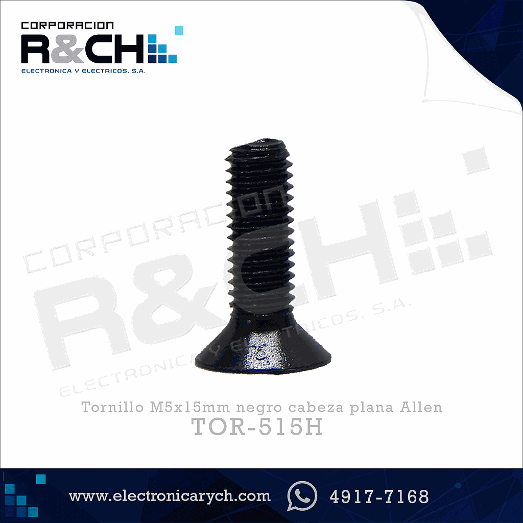 TOR-515H Tornillo M5x15mm negro cabeza plana Allen