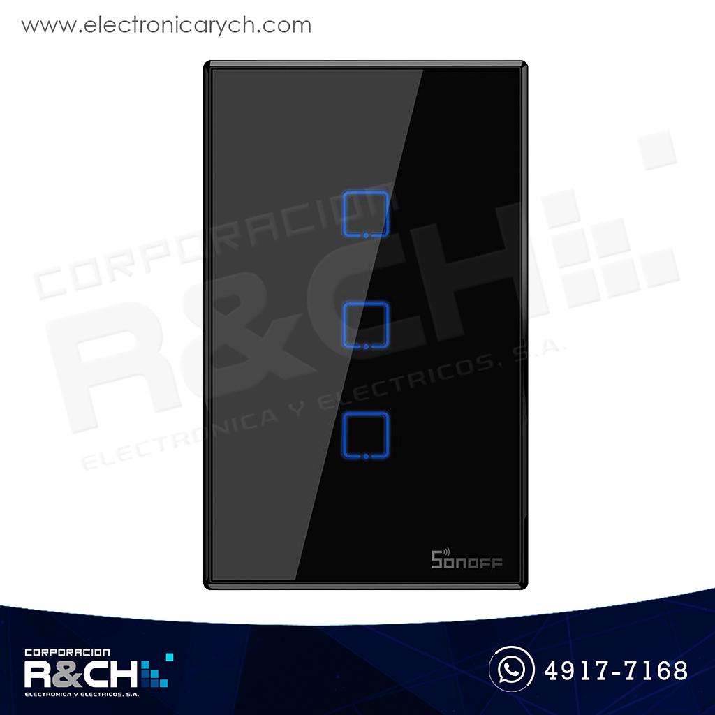SW-T3US3C Switch Inteligente touch Triple para empotrar Negro wi-fi Sonoff