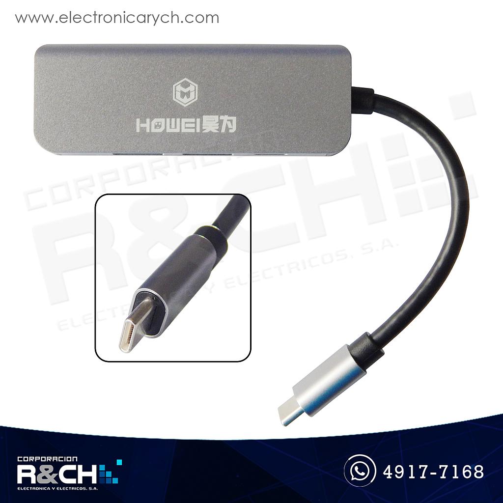 HUB-77 Hub 4 en 1 Tipo C a HDMI+2 Puertos USB3.0