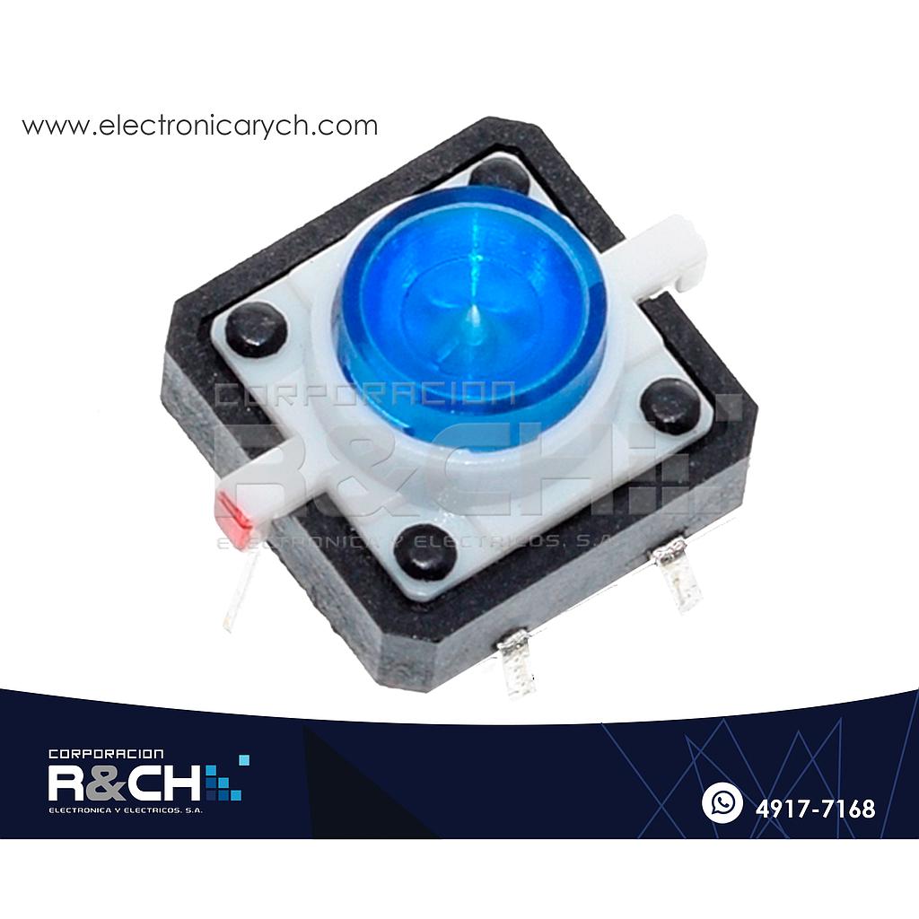 SW-712B Switch Pulsador Para Teclado Azul con Led 12x12x7.3mm 4 Pin