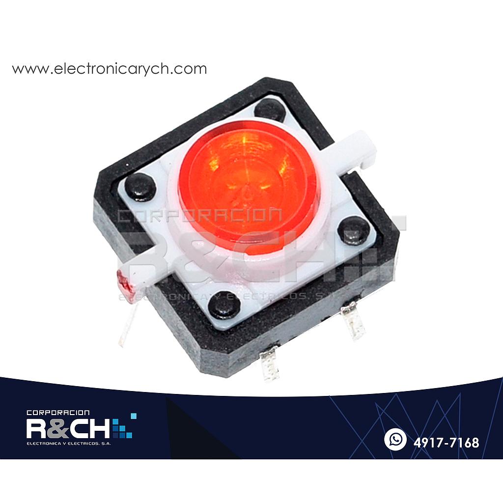 SW-712R Switch Pulsador Para Teclado Roja con Led 12x12x7.3mm 4 Pin