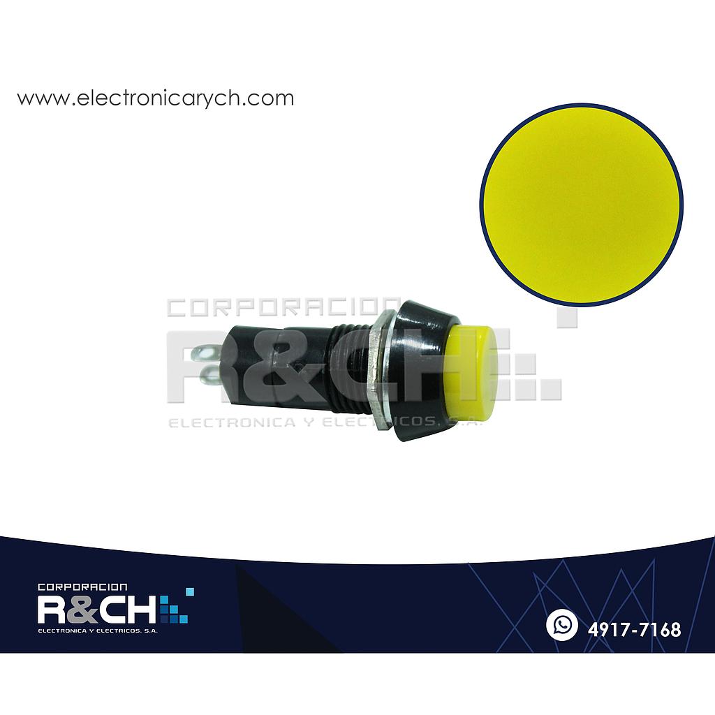SW-P12AY Pulsador con Enclave 12mm Amarillo Redondo