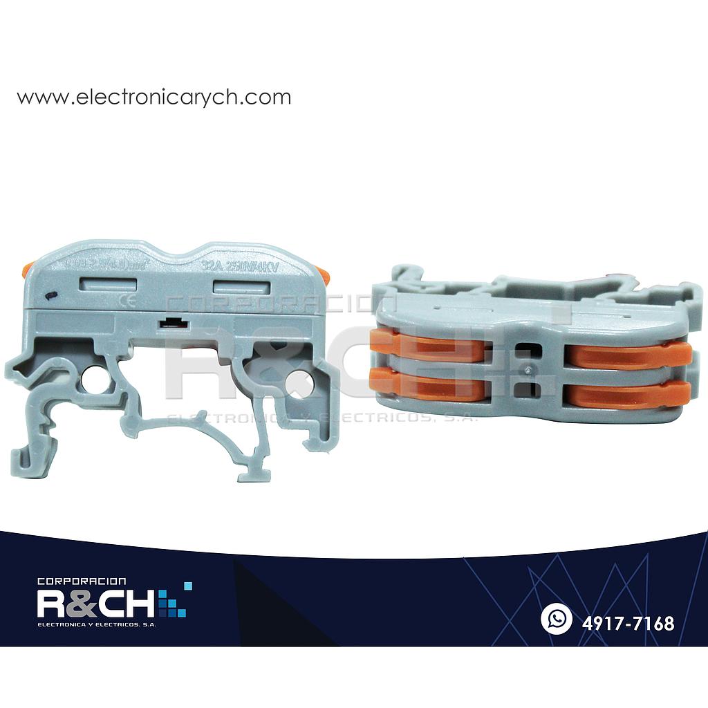 CN-W222 Conector 2 a 2 Tipo Wago con Clip de Seguridad Para Riel