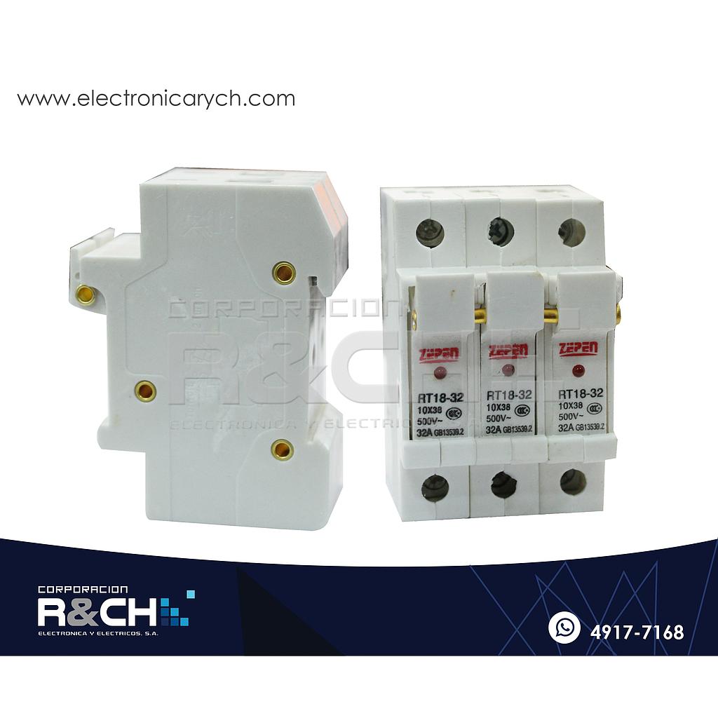 RT32-3P Porta Fusible Para Riel DIN RT18-32 Tres Polos