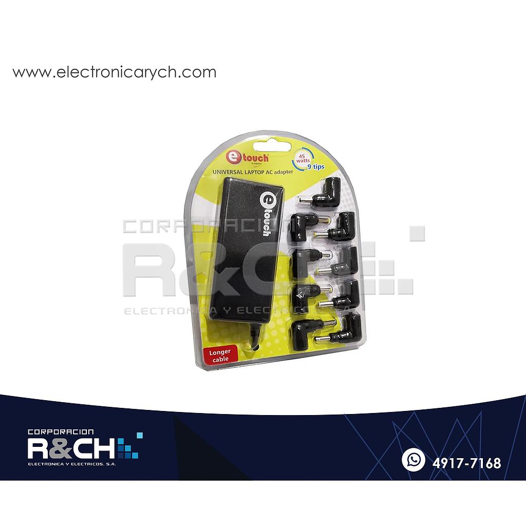 AD-0375 Cargador Universal para Laptop 45W 10 Puntas Etouch