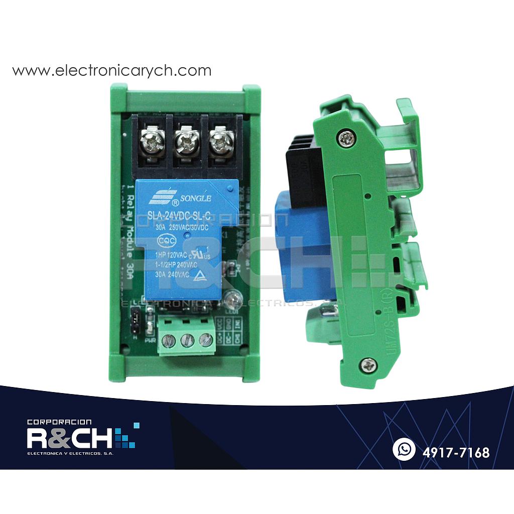 RL-1C-24/30D Modulo Relay 1 Canales 30A 24V para Riel DIN