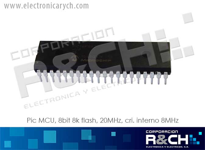 PIC16F887 pic MCU, 8 bit 8k flash, 20MHz, cri. interno 8MHz