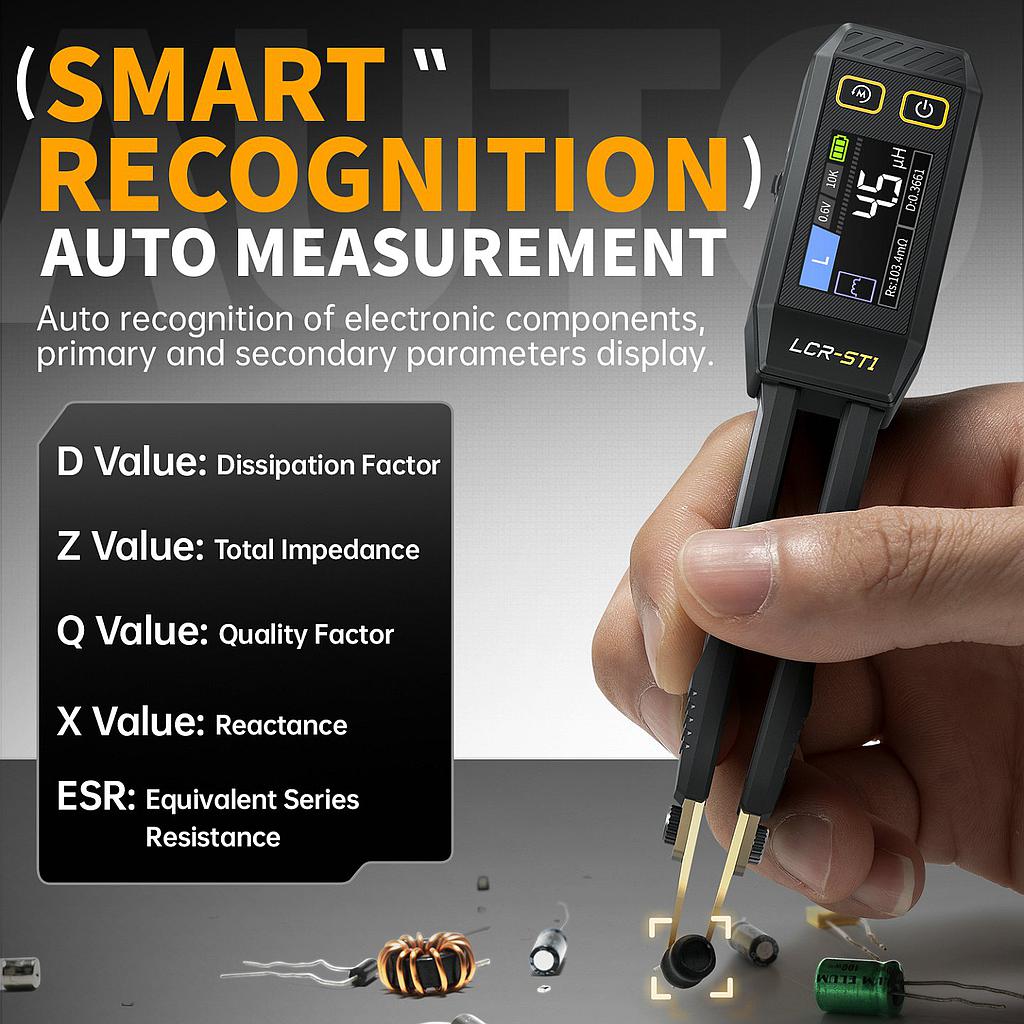 MD-LCRTST1 Tester Portatil de componentes SMD Tipo Pinza LCR-ST1
