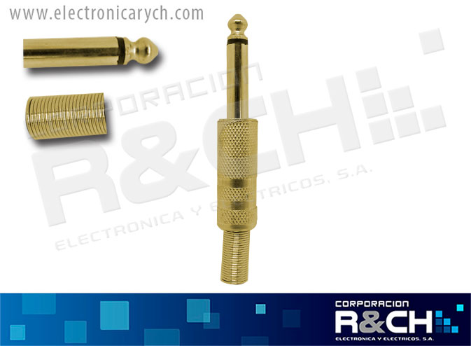 P-101AG plug mono 1/4 metal oro c/cola